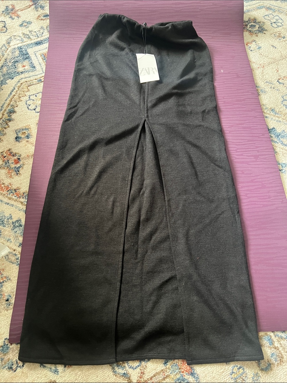 Zara Black Maxi Skirt with Front Vent